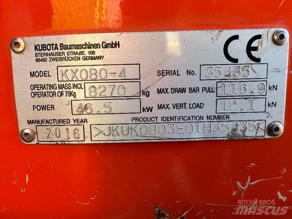 Kubota KX 080-4 Mini ekskavatoriai < 7 t