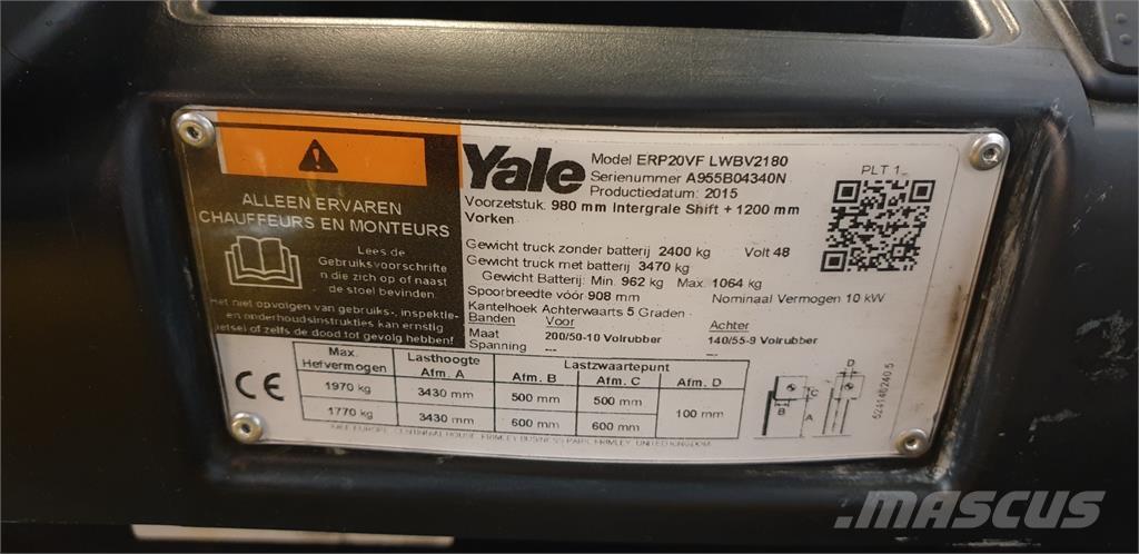 Yale ERP20VF 2014 Elektriniai šakiniai krautuvai