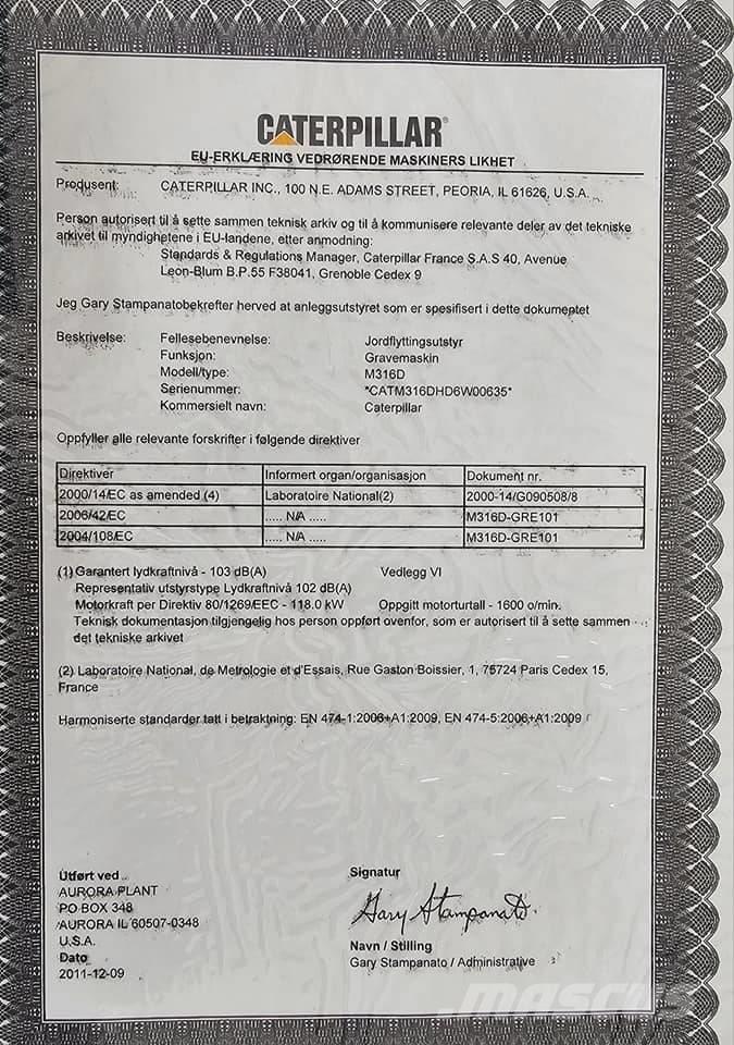 CAT M 316 D Ratiniai ekskavatoriai