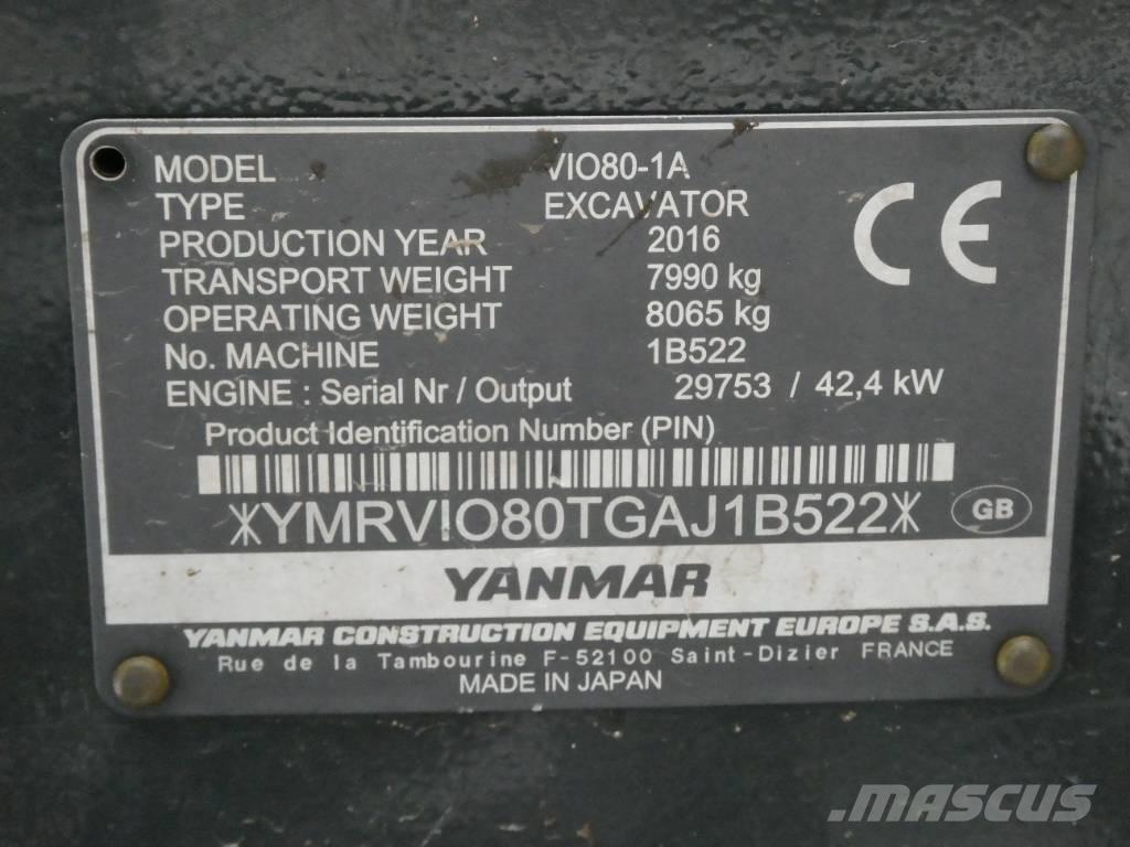 Yanmar Vio 80-1A Vidutinės galios ekskavatoriai 7-12 t