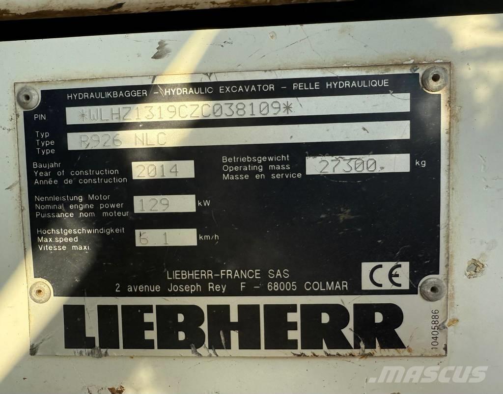 Liebherr R 926 Vikšriniai ekskavatoriai