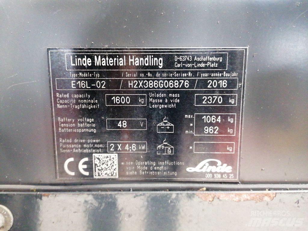 Linde E16L-02 Elektriniai šakiniai krautuvai