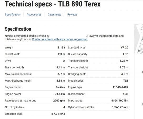 Terex TLB 890 Ekskavatoriniai krautuvai