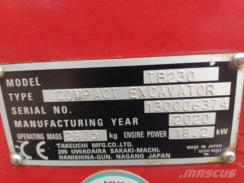 Takeuchi TB 230 Mini ekskavatoriai < 7 t