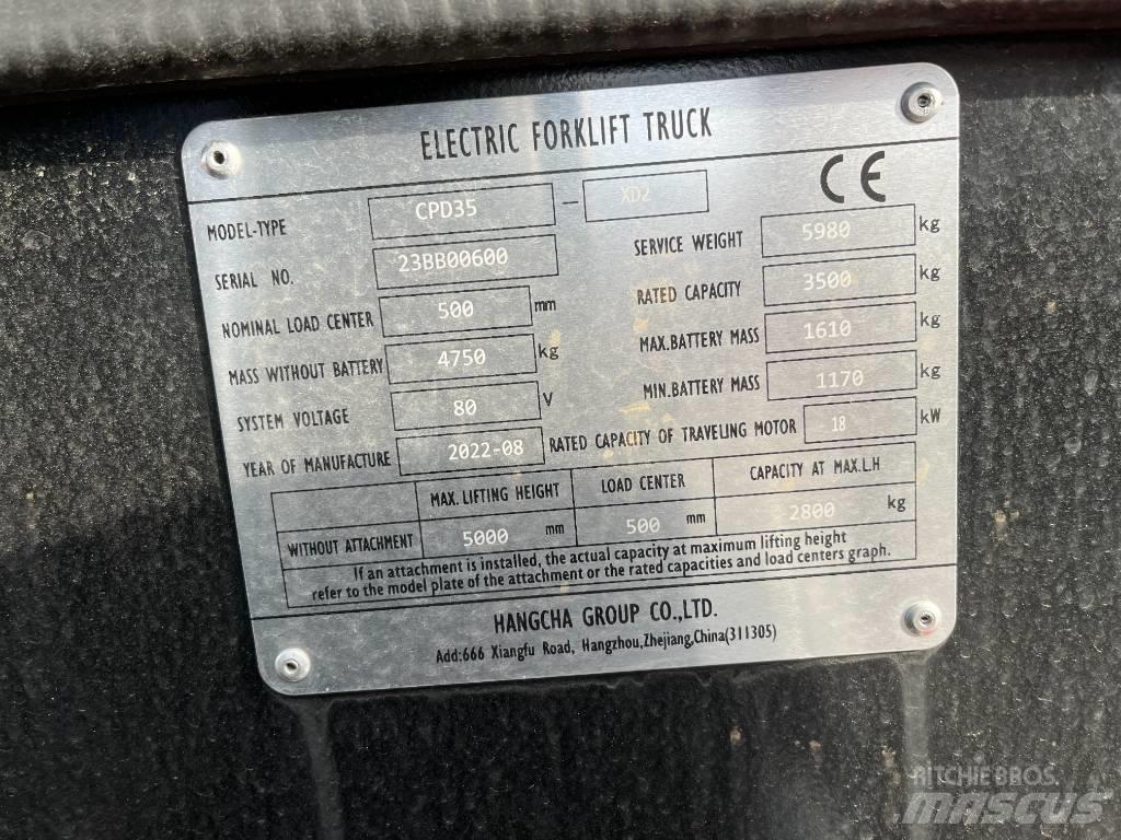 Hangcha CPD35-XD2 Elektriniai šakiniai krautuvai