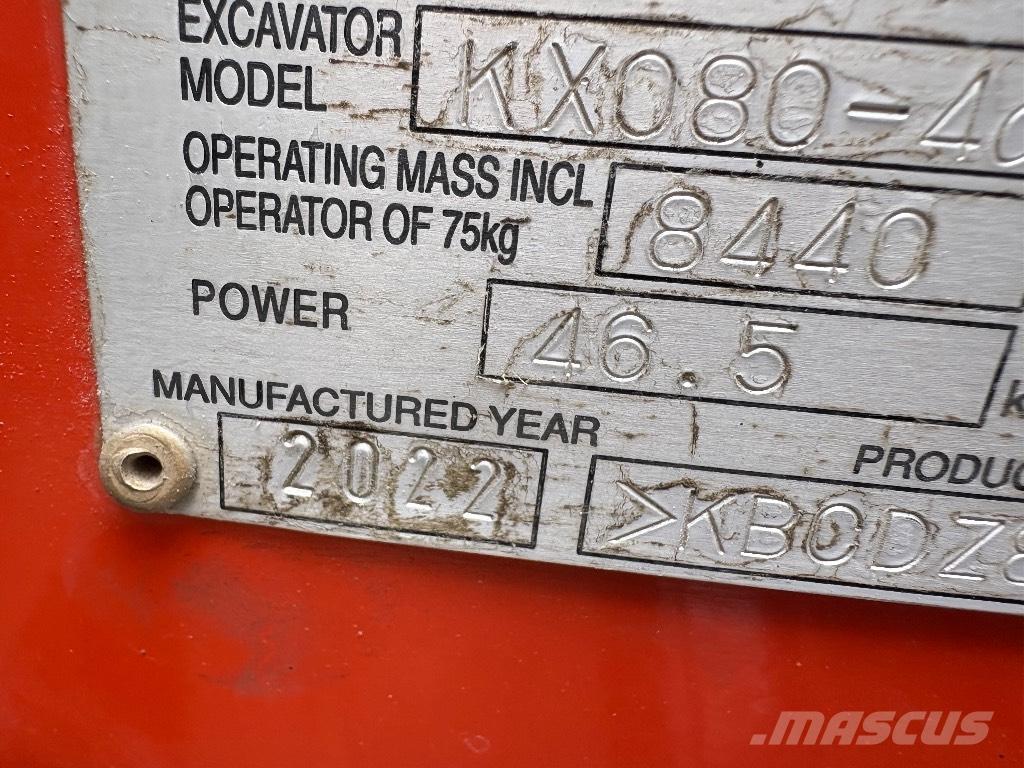 Kubota KX 080 Vidutinės galios ekskavatoriai 7-12 t