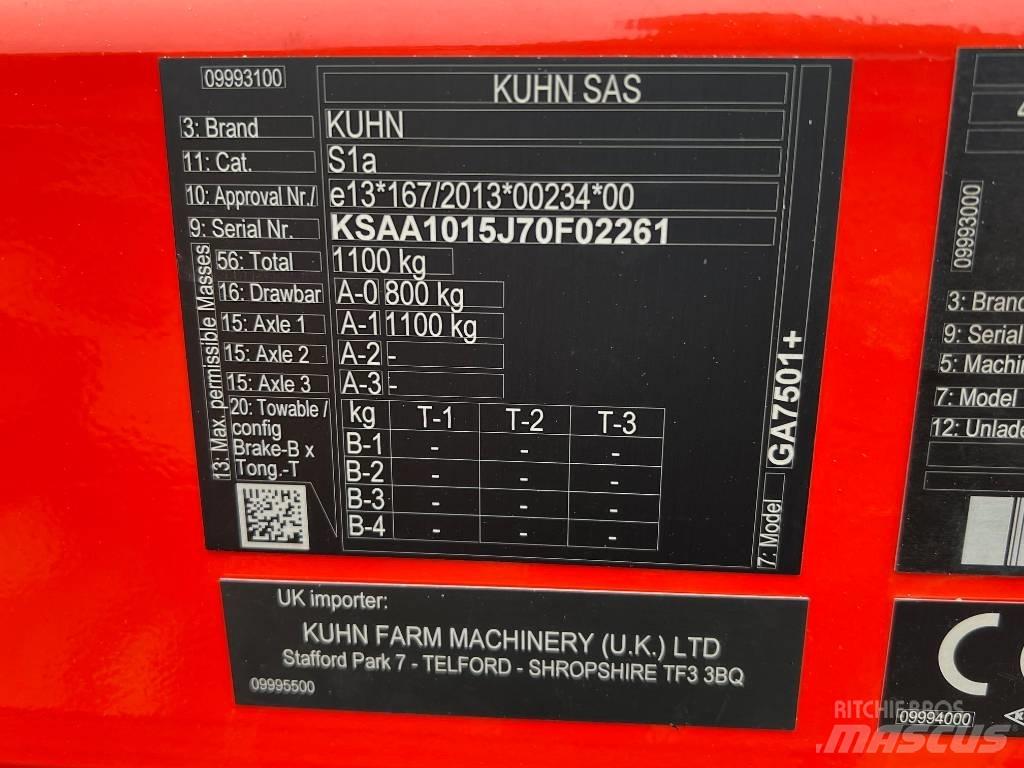 Kuhn GA 7501 Šieno grėbliai ir vartytuvai