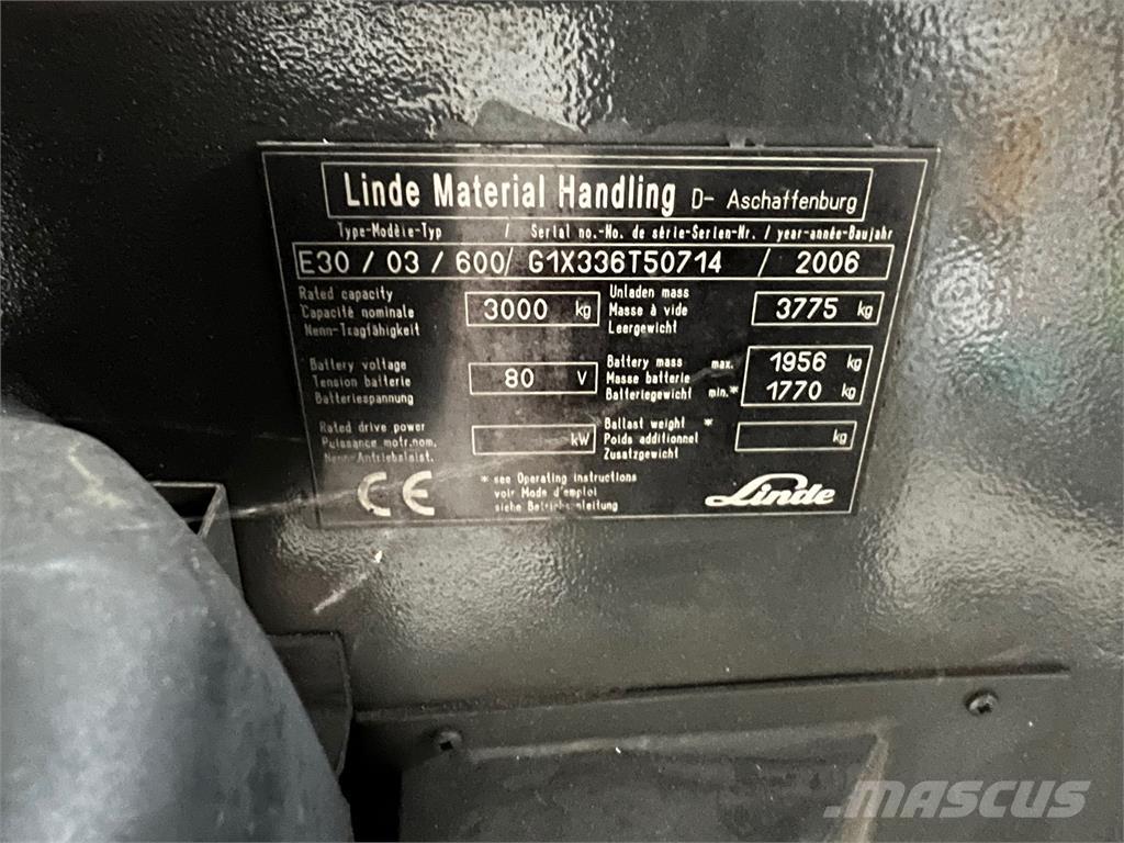 Linde E30 / 03 / 600 Elektriniai šakiniai krautuvai