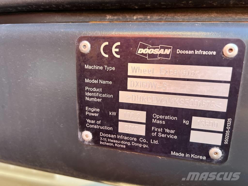 Doosan DX160W-5 Ratiniai ekskavatoriai