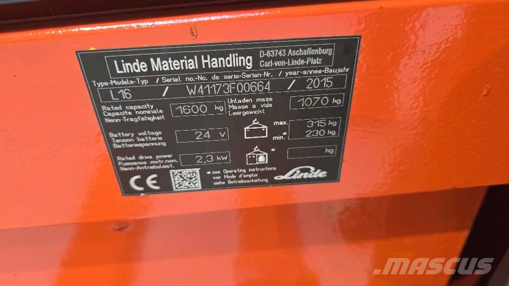 Linde L 16 Rankiniai vėžimėliai