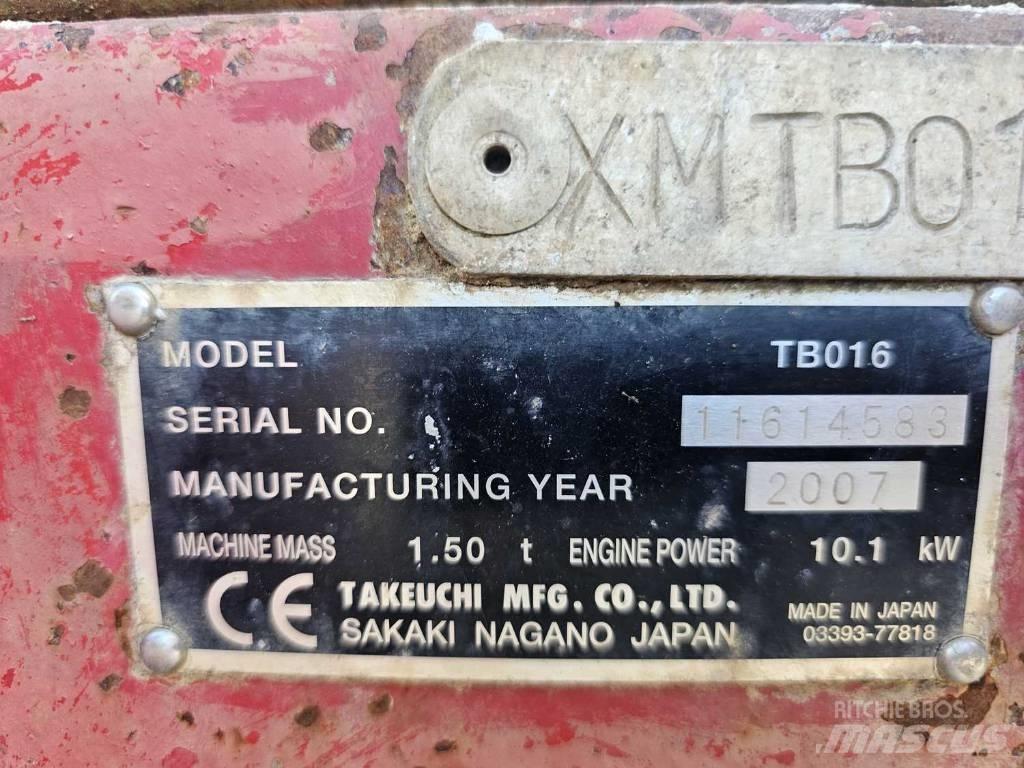 Takeuchi TB 016 Mini ekskavatoriai < 7 t