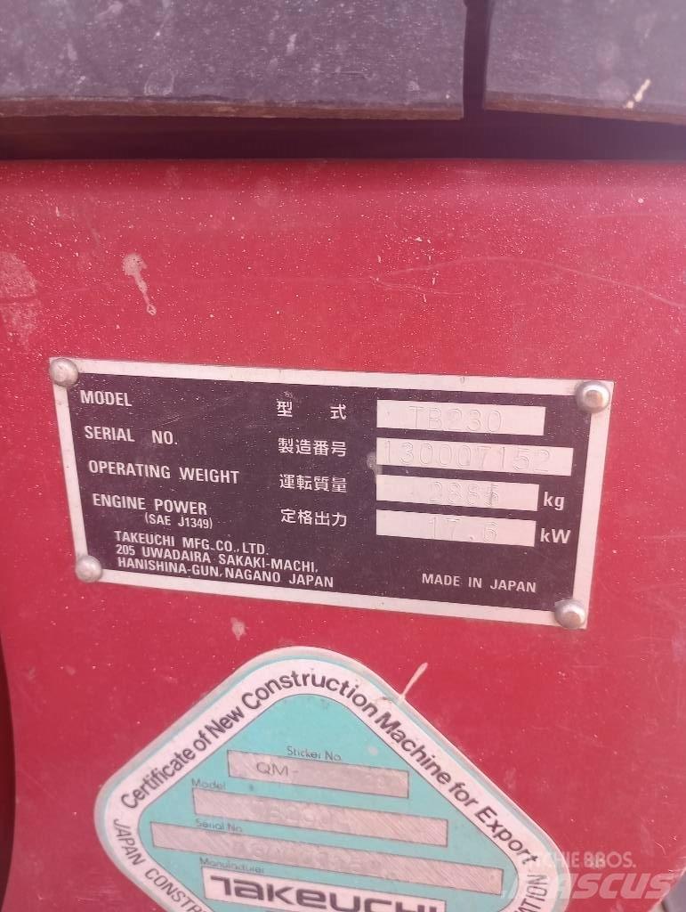 Takeuchi TB230RA Gręžimo įranga ir atsarginės dalys