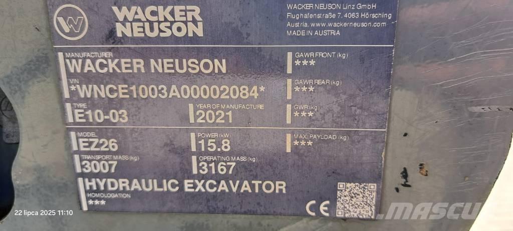 Wacker Neuson EZ 26 Vikšriniai ekskavatoriai