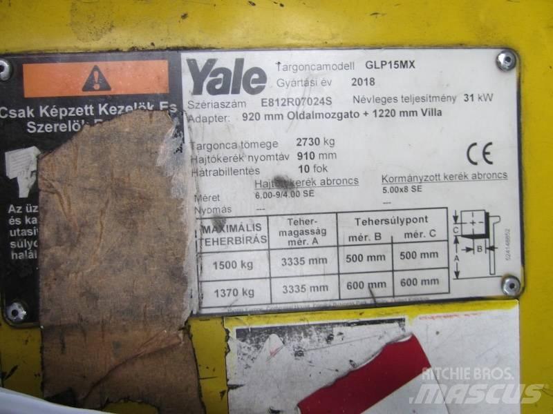 Yale GLP15MX LPG (dujiniai) krautuvai