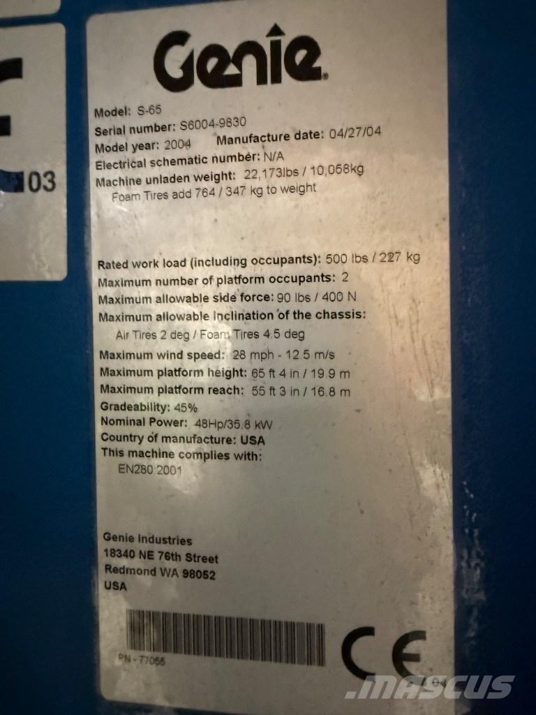 Genie S 65 Alkūniniai keltuvai