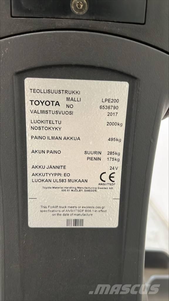 Toyota BT LPE 200 Žemų aukščių keltuvai su platforma