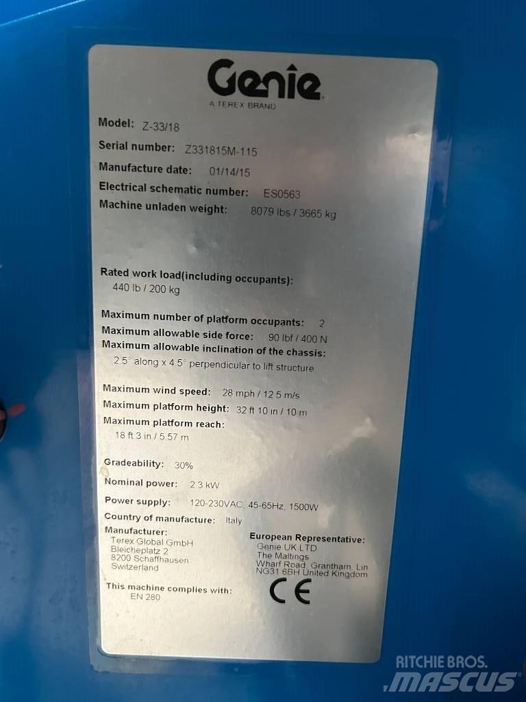 Genie Z 33/18 Alkūniniai keltuvai