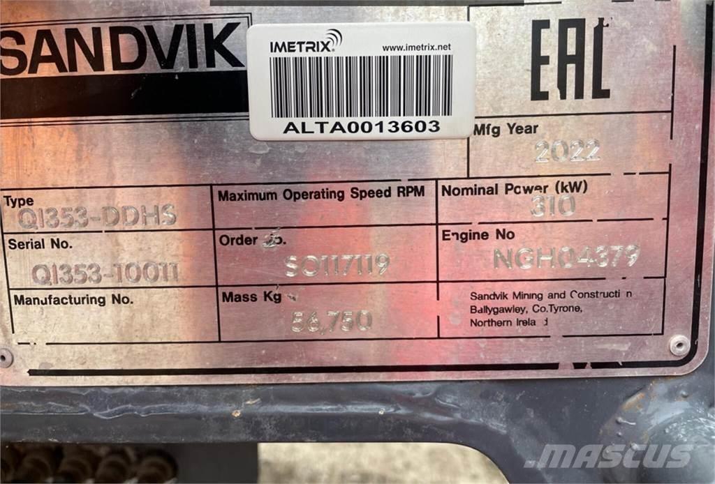 Sandvik QI353-DDHS Trupintuvai
