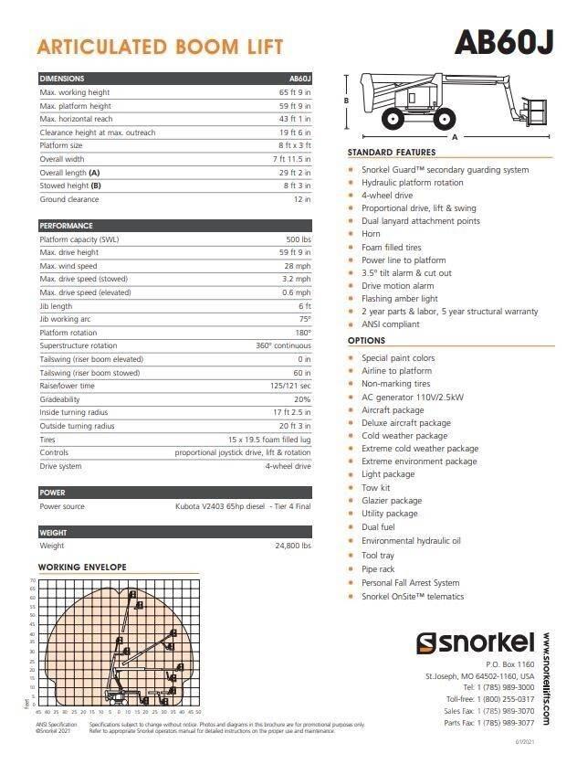 Snorkel AB60J Alkūniniai keltuvai