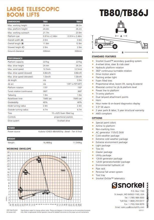 Snorkel TB80 Teleskopiniai keltuvai