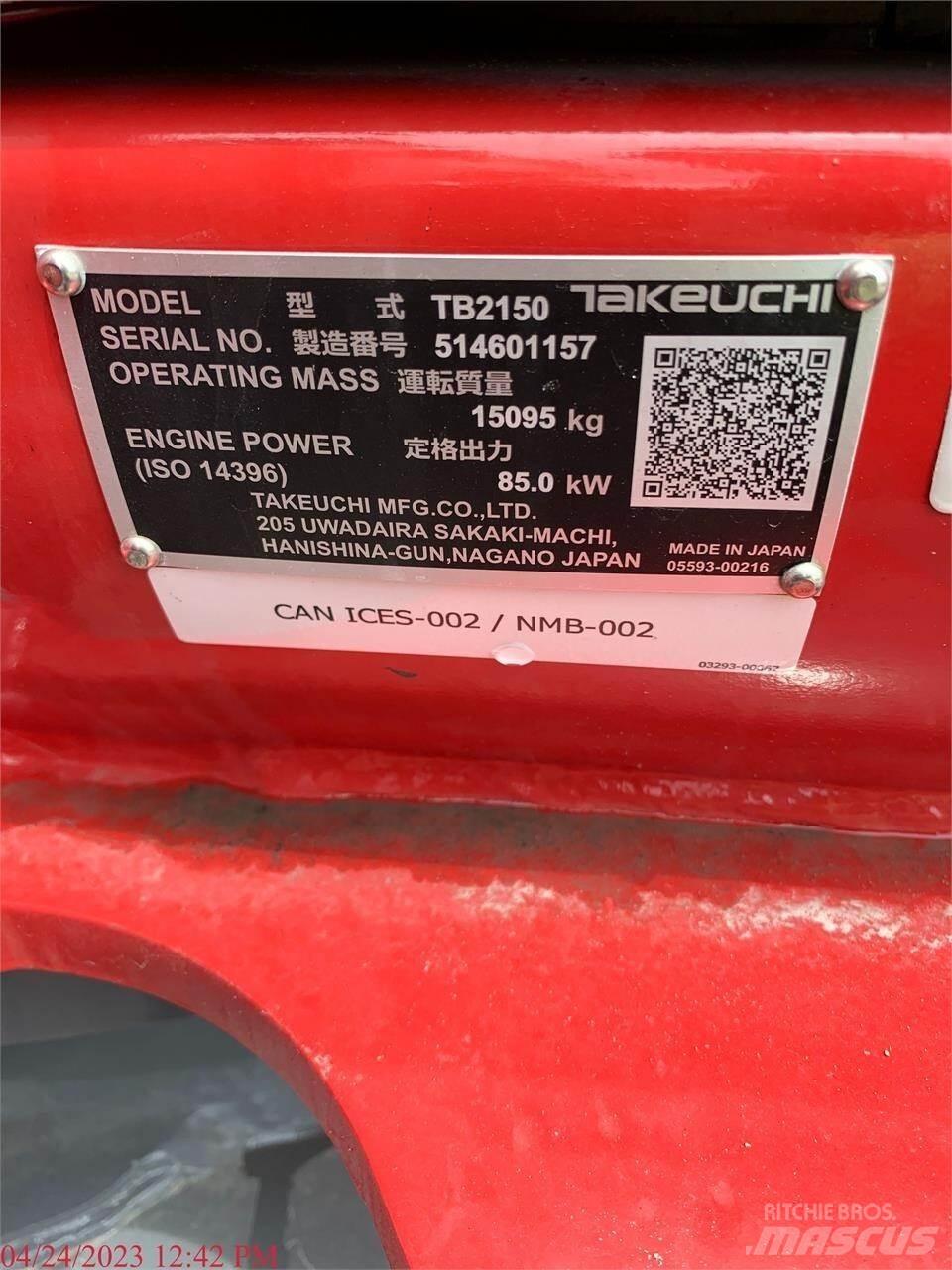Takeuchi TB2150 Vikšriniai ekskavatoriai