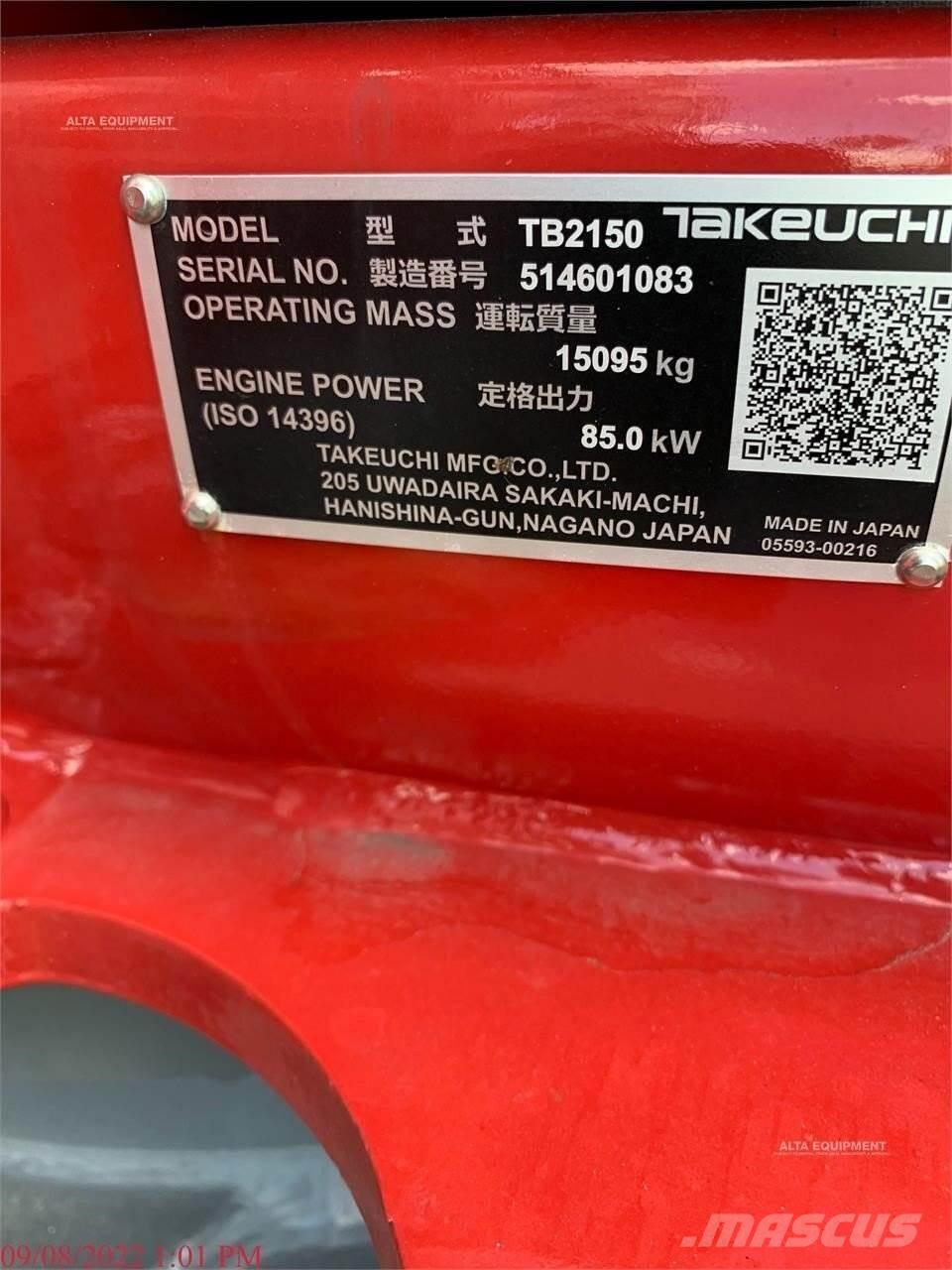 Takeuchi TB2150 Vikšriniai ekskavatoriai