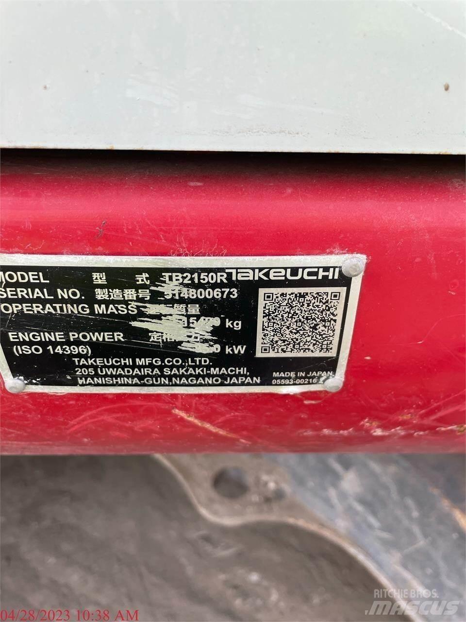 Takeuchi TB2150R Vikšriniai ekskavatoriai