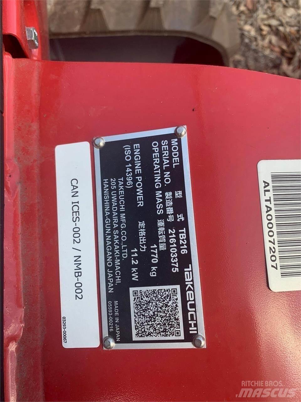 Takeuchi TB216 Mini ekskavatoriai < 7 t
