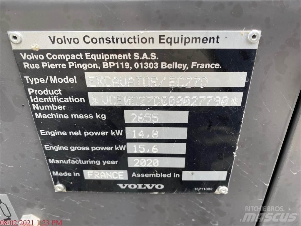 Volvo EC27D Mini ekskavatoriai < 7 t