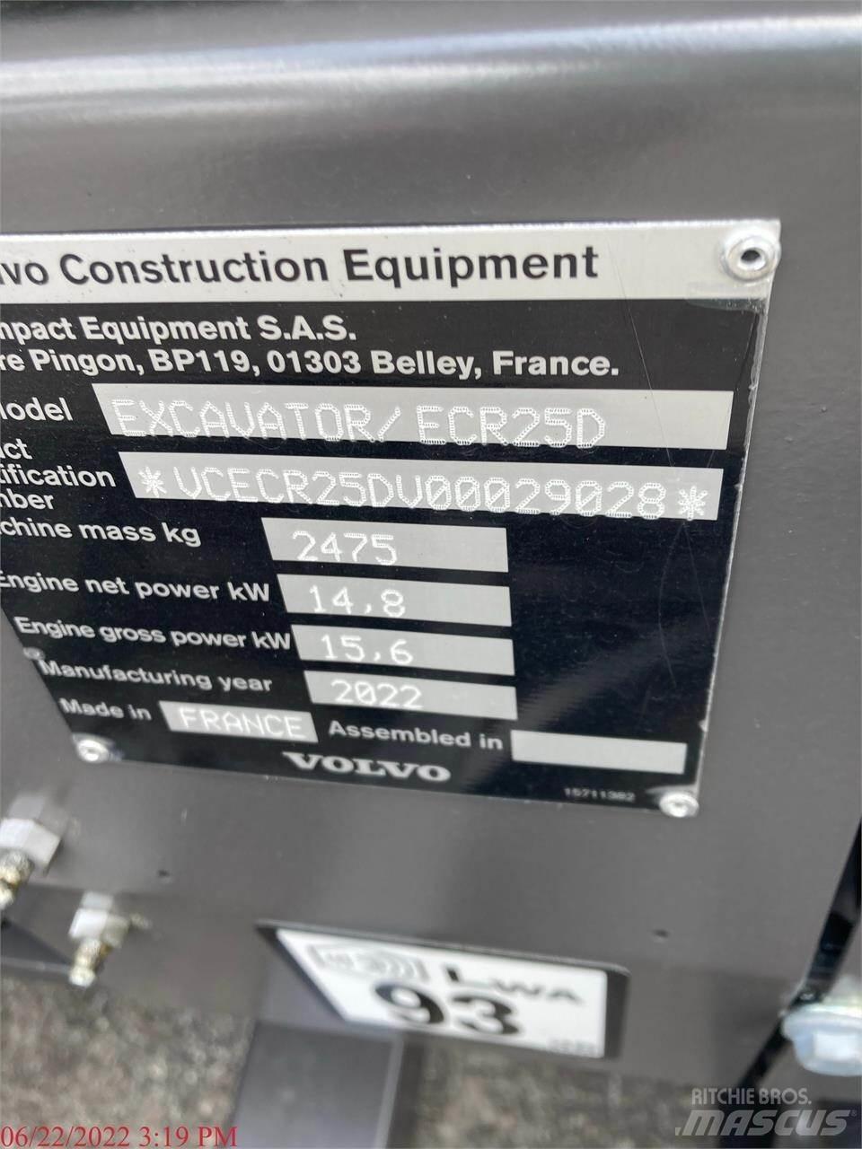 Volvo ECR25D Mini ekskavatoriai < 7 t