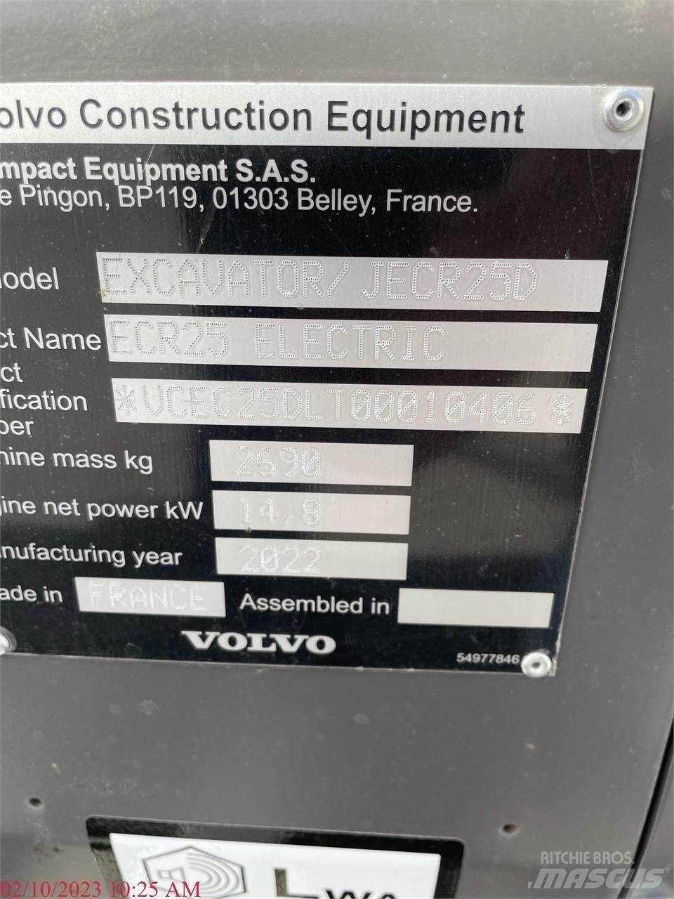 Volvo ECR25D Mini ekskavatoriai < 7 t