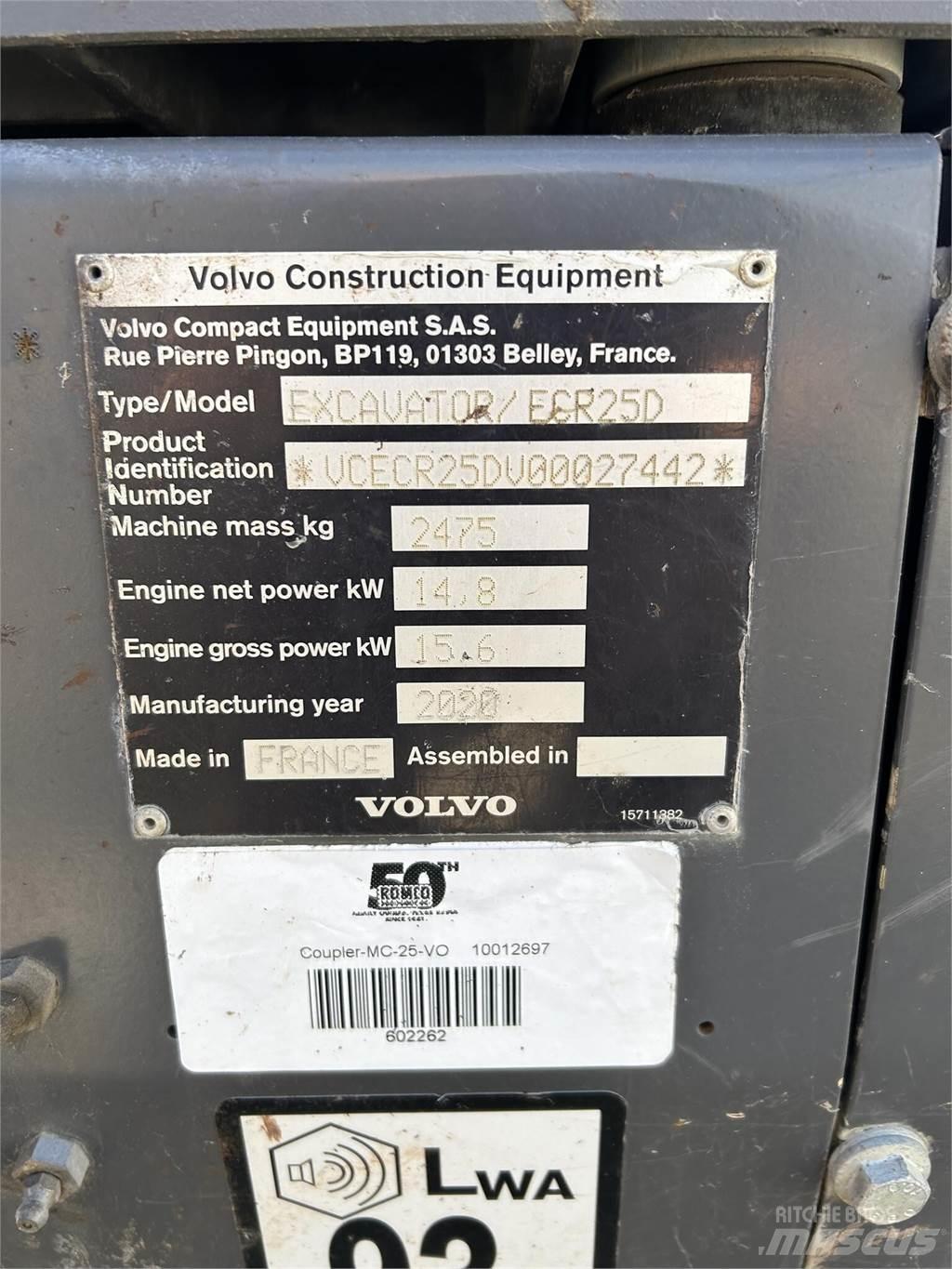 Volvo ECR25D Mini ekskavatoriai < 7 t
