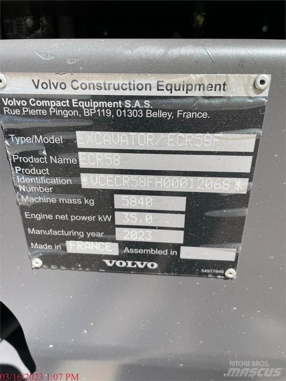 Volvo ECR58F Vikšriniai ekskavatoriai