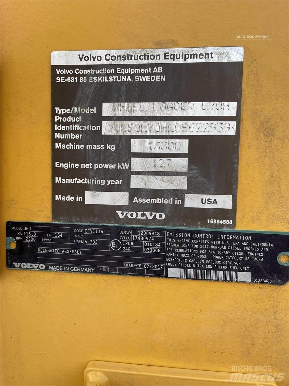 Volvo L70H Naudoti ratiniai krautuvai