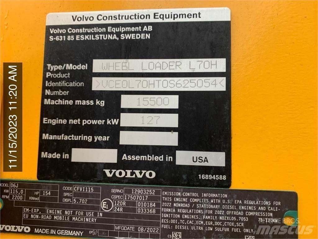 Volvo L70H Naudoti ratiniai krautuvai