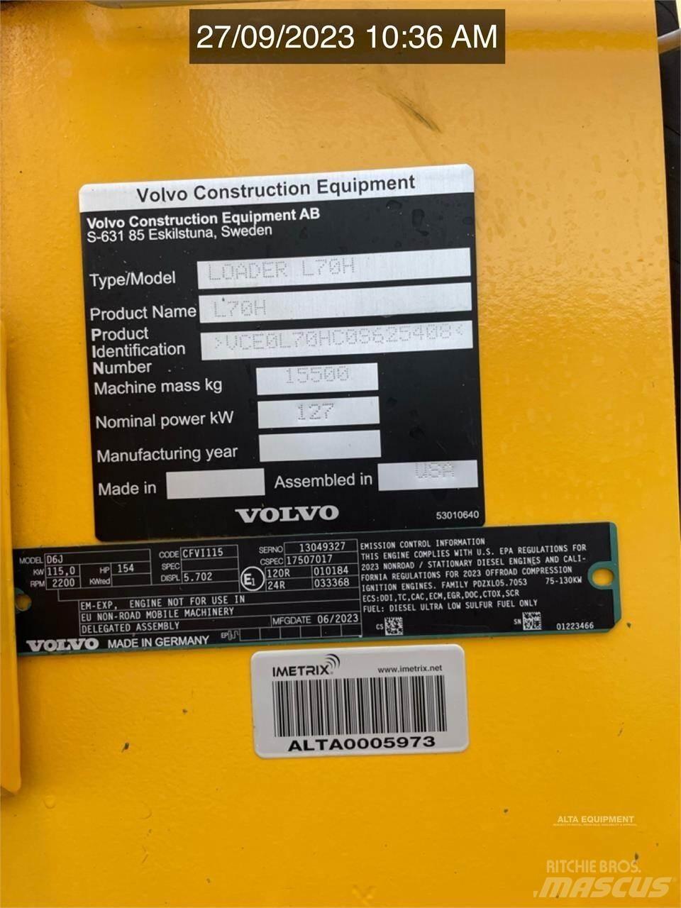 Volvo L70H Naudoti ratiniai krautuvai