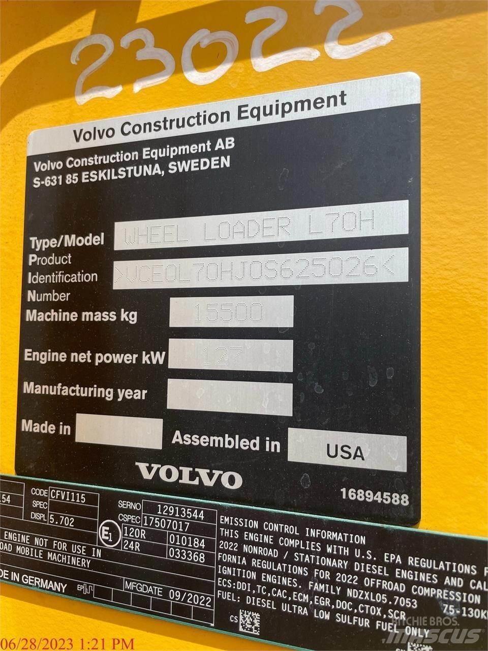 Volvo L70H Naudoti ratiniai krautuvai