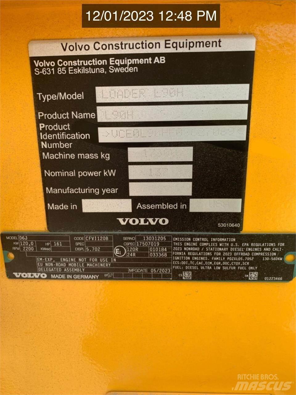 Volvo L90H Naudoti ratiniai krautuvai