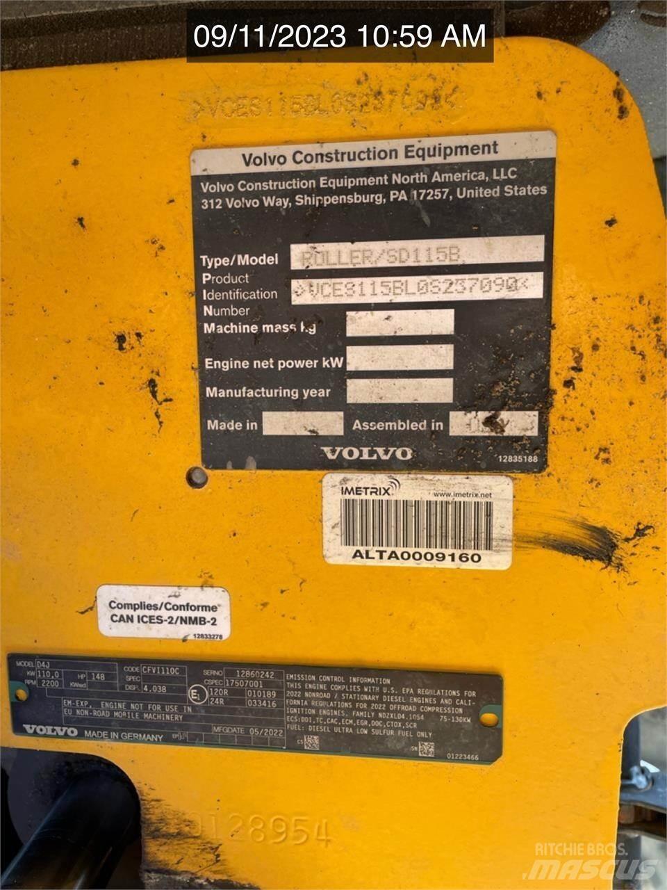Volvo SD115B Porinių būgnų volai