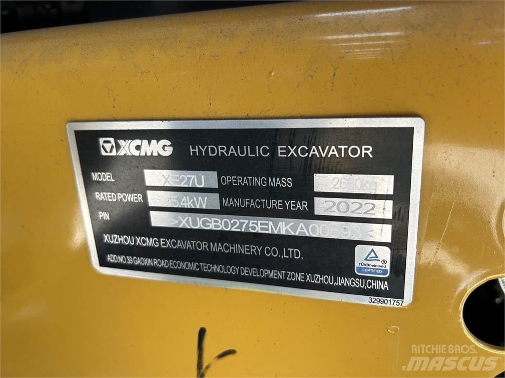 XCMG XE27U Mini ekskavatoriai < 7 t
