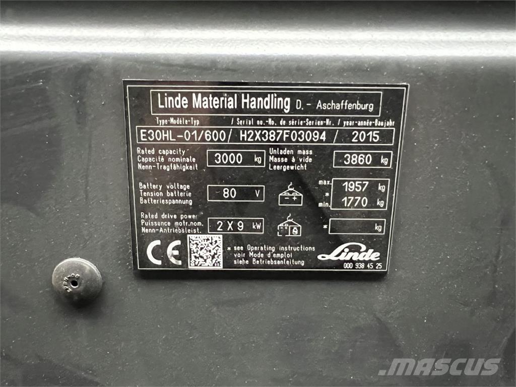 Linde E30/600HL Elektriniai šakiniai krautuvai