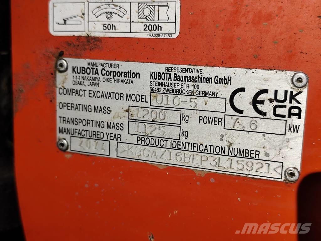 Kubota U 10-5 Mini ekskavatoriai < 7 t