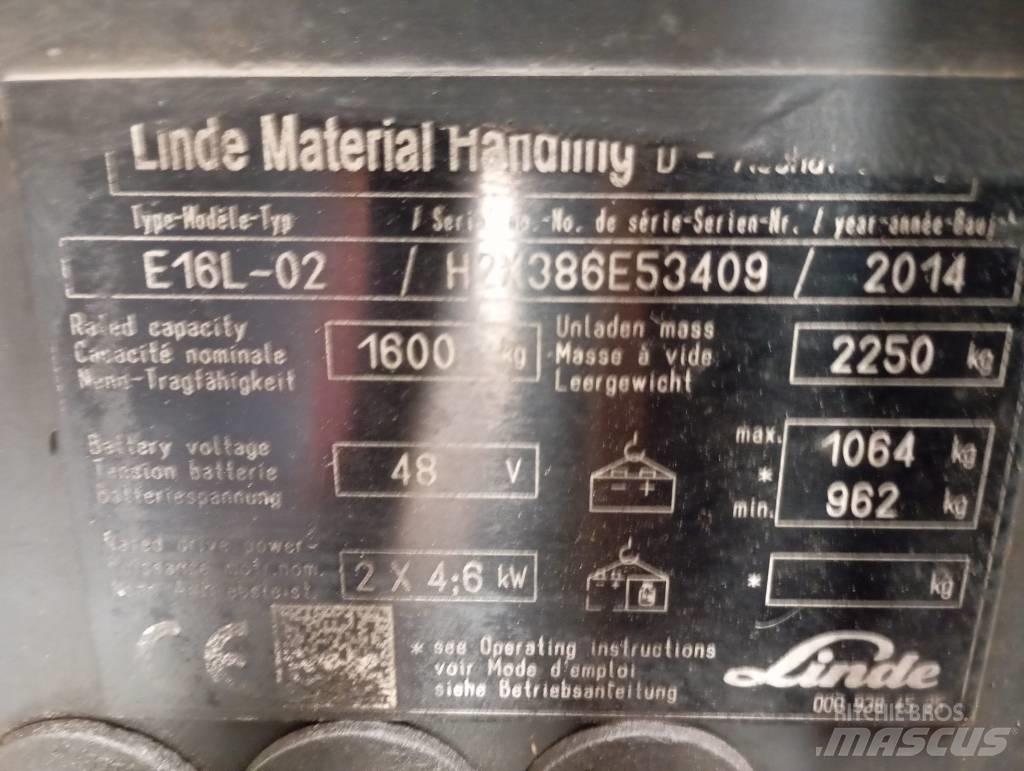 Linde E 16 Elektriniai šakiniai krautuvai