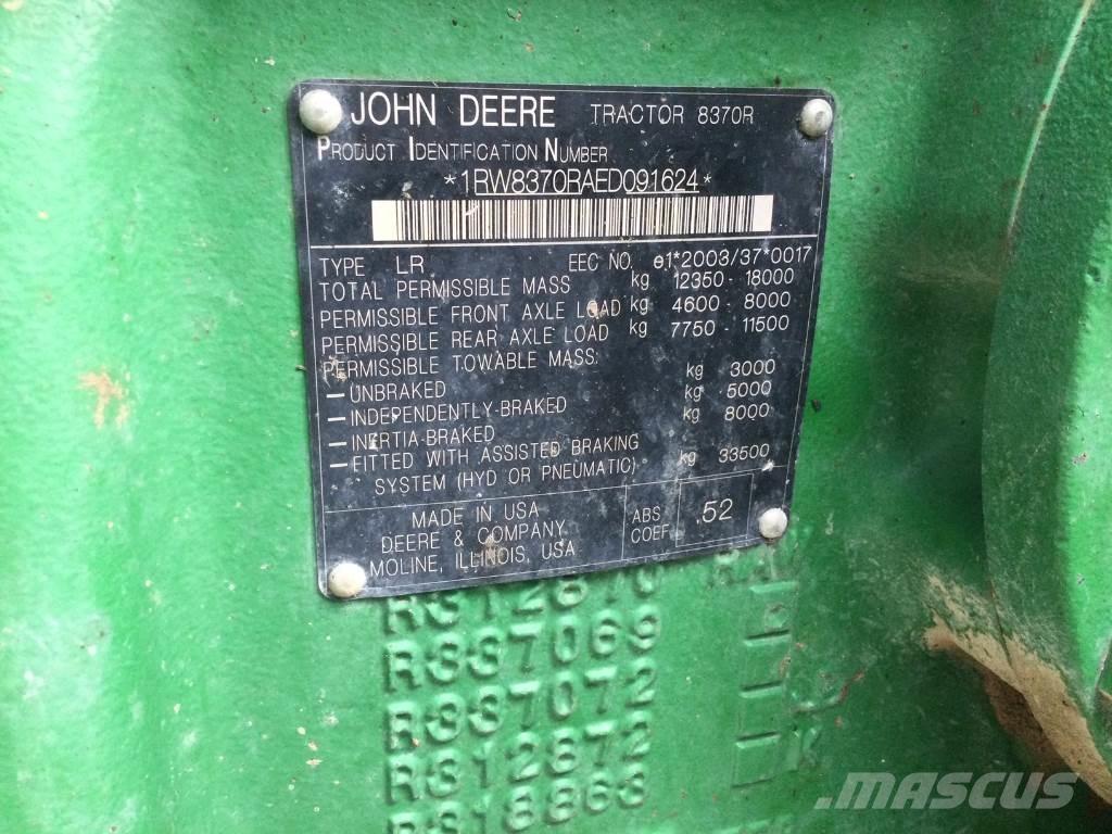John Deere 8370R Traktoriai