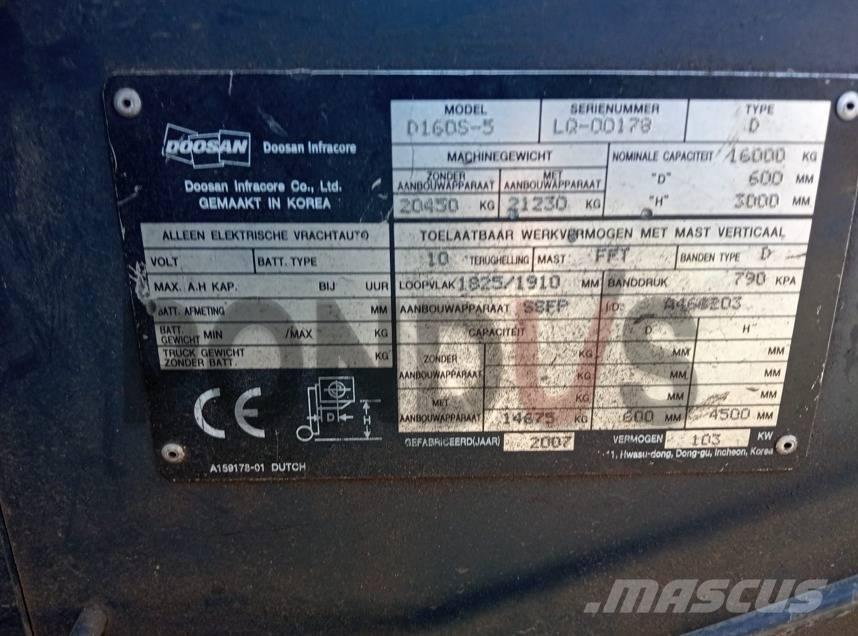 Doosan D160S-5 Dyzeliniai krautuvai