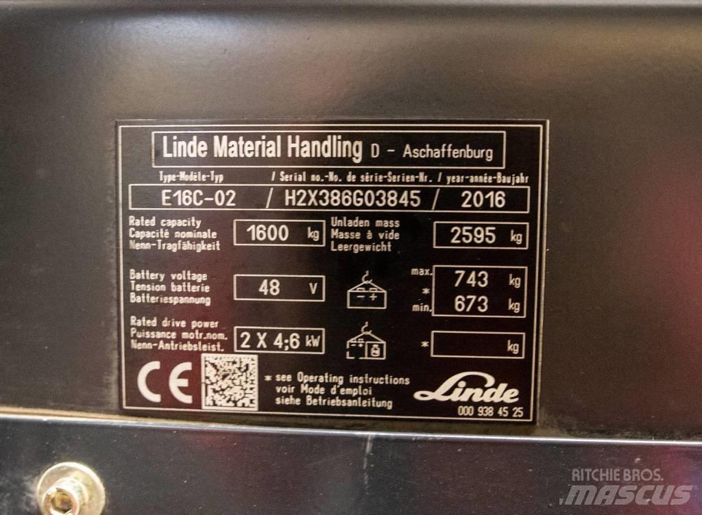 Linde E 16 C-02 Elektriniai šakiniai krautuvai