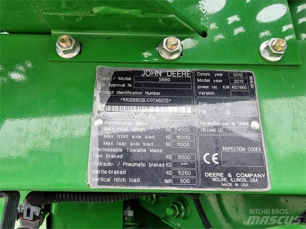 John Deere S680 Derliaus nuėmimo kombainai