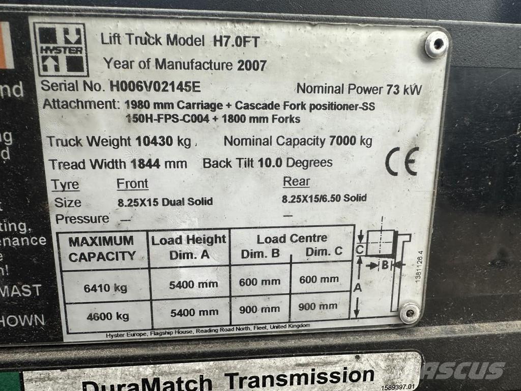 Hyster H7.0FT LPG (dujiniai) krautuvai