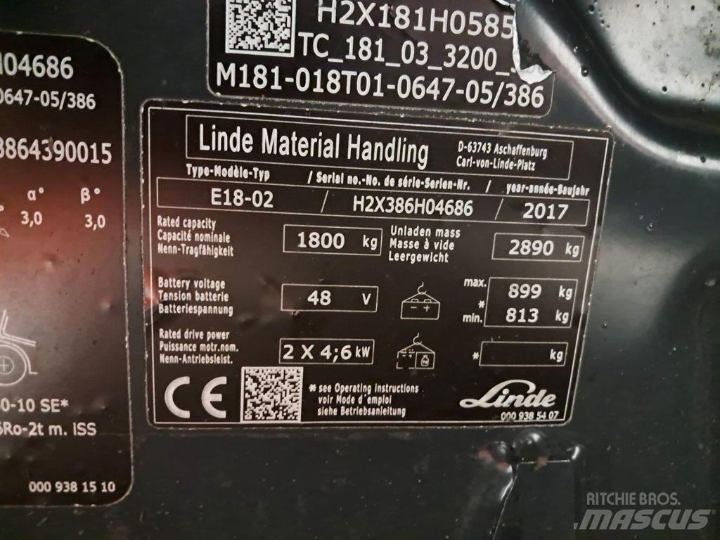 Linde E18-02 Elektriniai šakiniai krautuvai