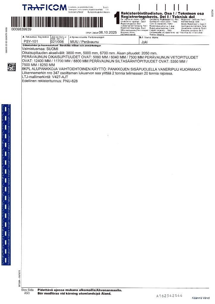 Jyki V427-AJT Miškovežių priekabos